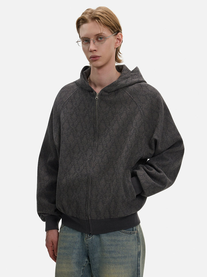 Struktureret lynlås hættetrøje