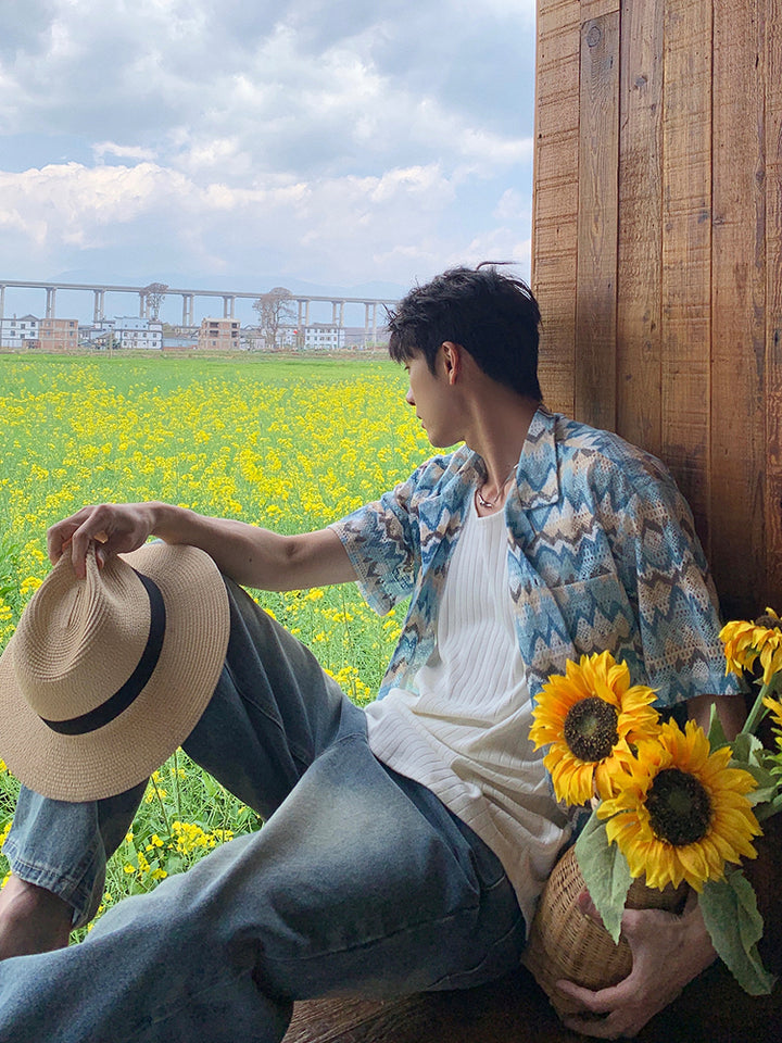 Floral Short-Sleeve Casual Shirt