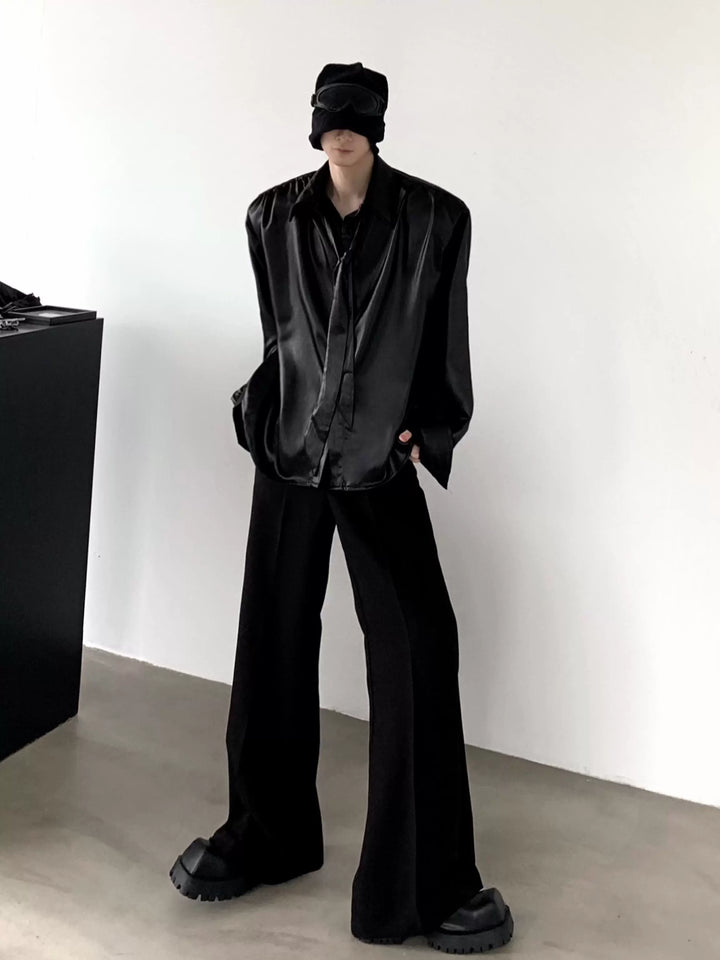 Liquid Metallic Shoulder Pad Tie Shirt