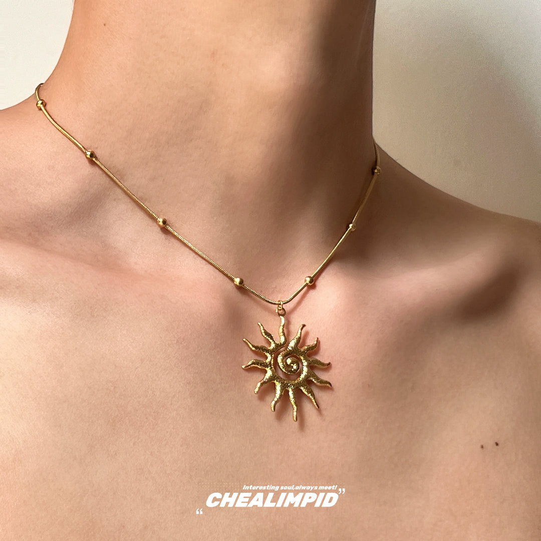 Sun God Pendant Necklace Clavicle Chain