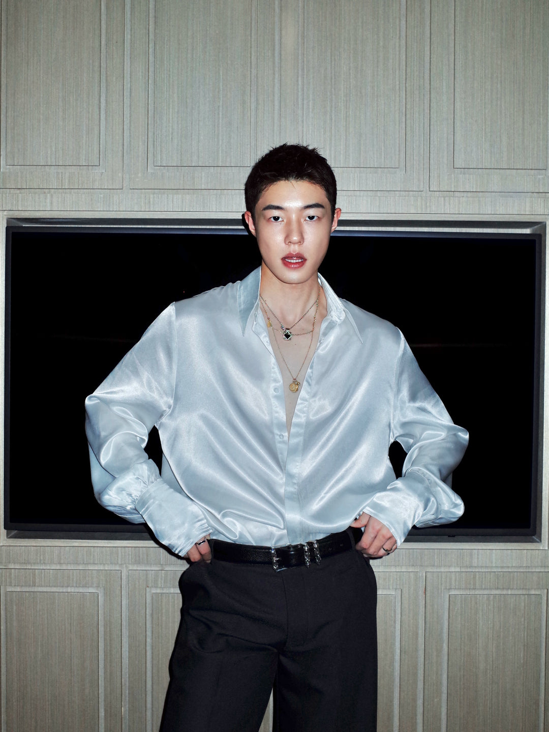 Retro Satin Long Sleeve Casual Shirt