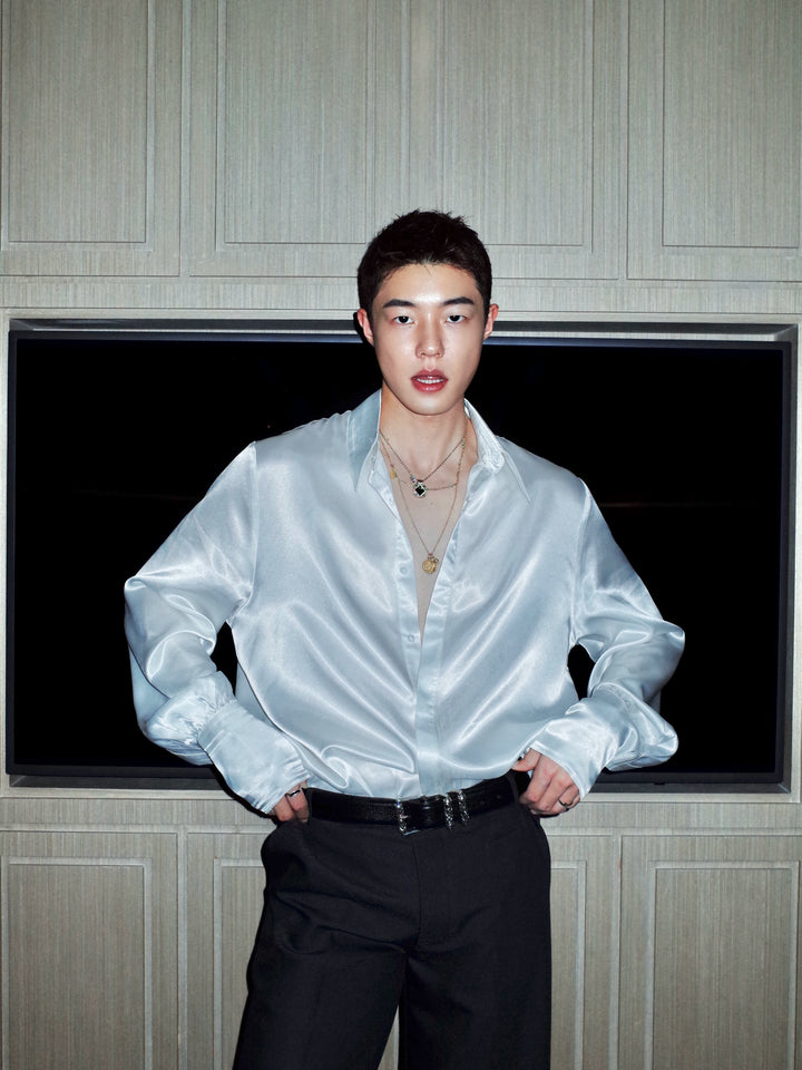 Retro Satin Long Sleeve Casual Shirt