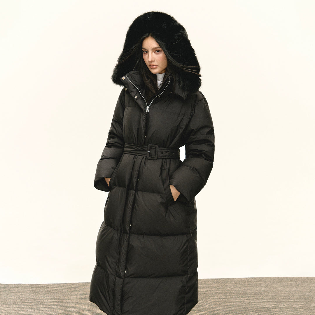 Belted Down Jacket Long Coat