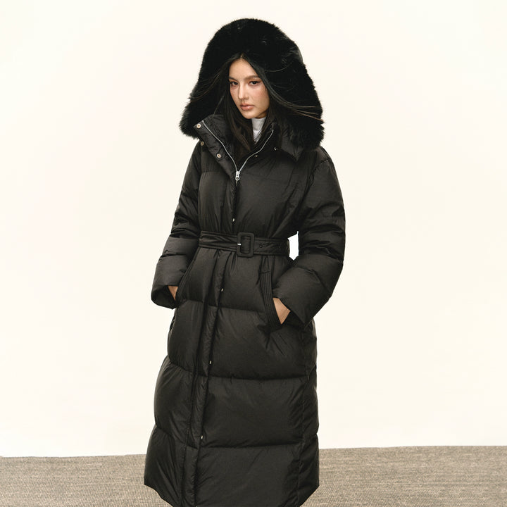 Belted Down Jacket Long Coat
