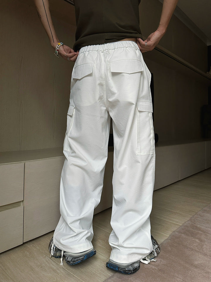 White Drawstring Cargo Pants
