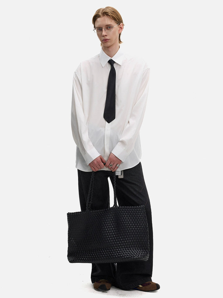 Langærmet afslappet knap-up skjorte