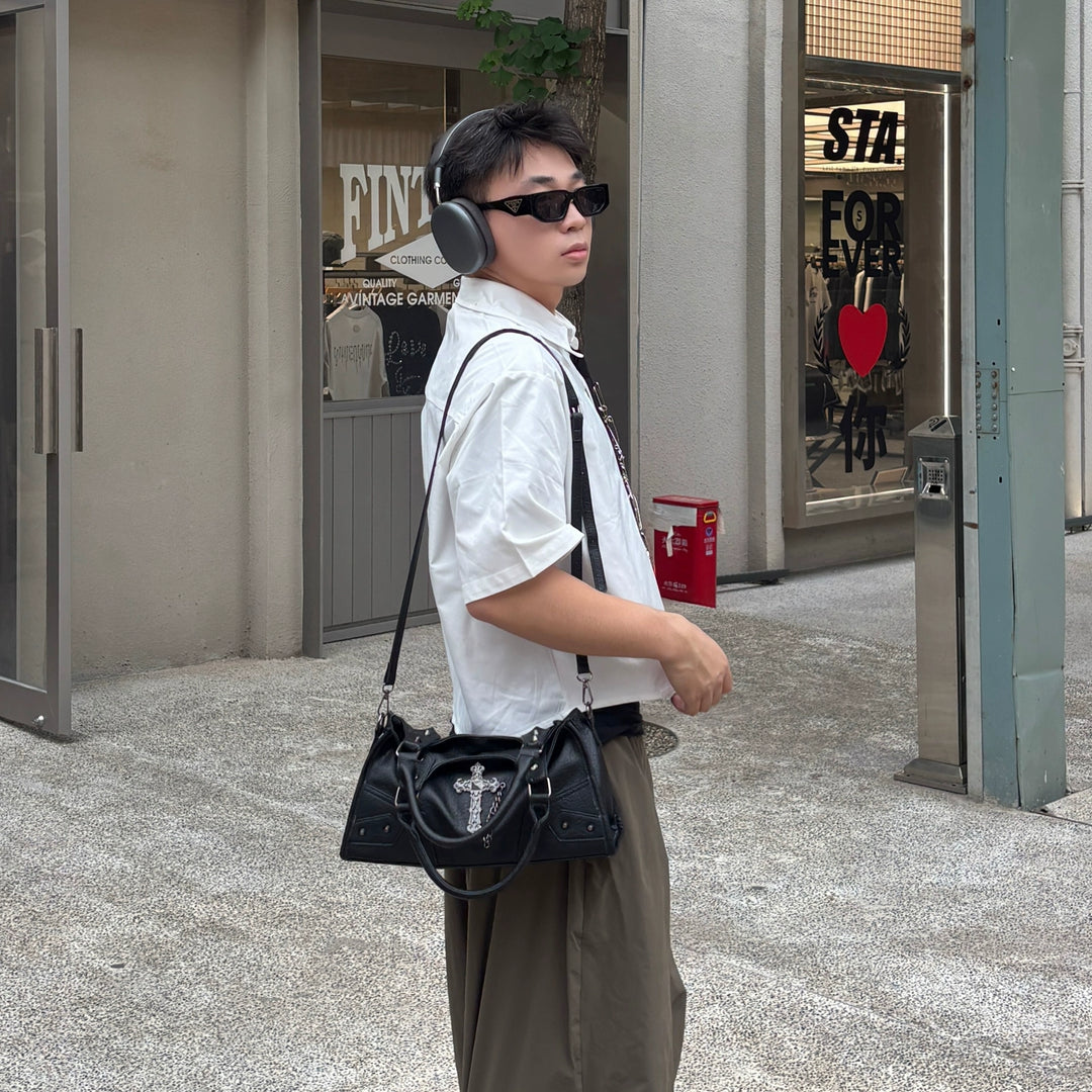 Motorcycle Style Shoulder Crossbody Hobo Bag