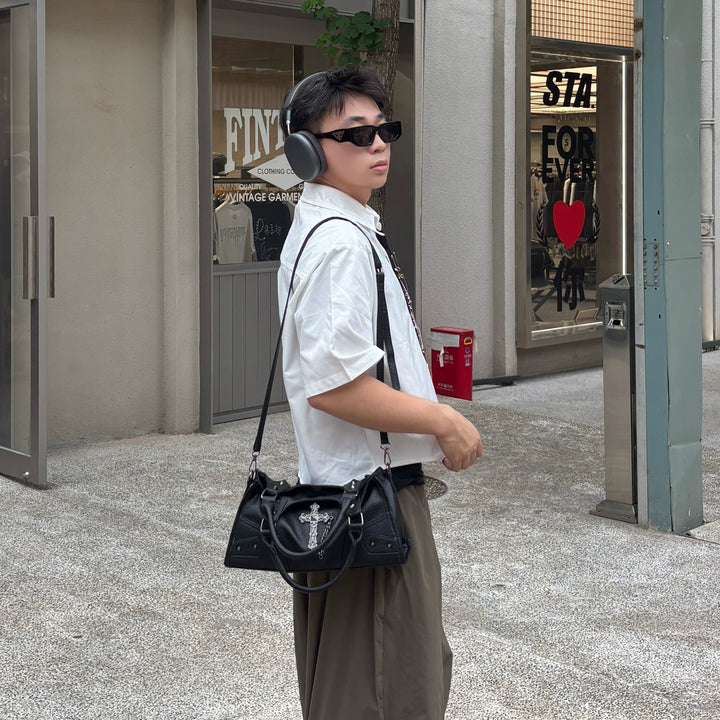 Motorcycle Style Shoulder Crossbody Hobo Bag