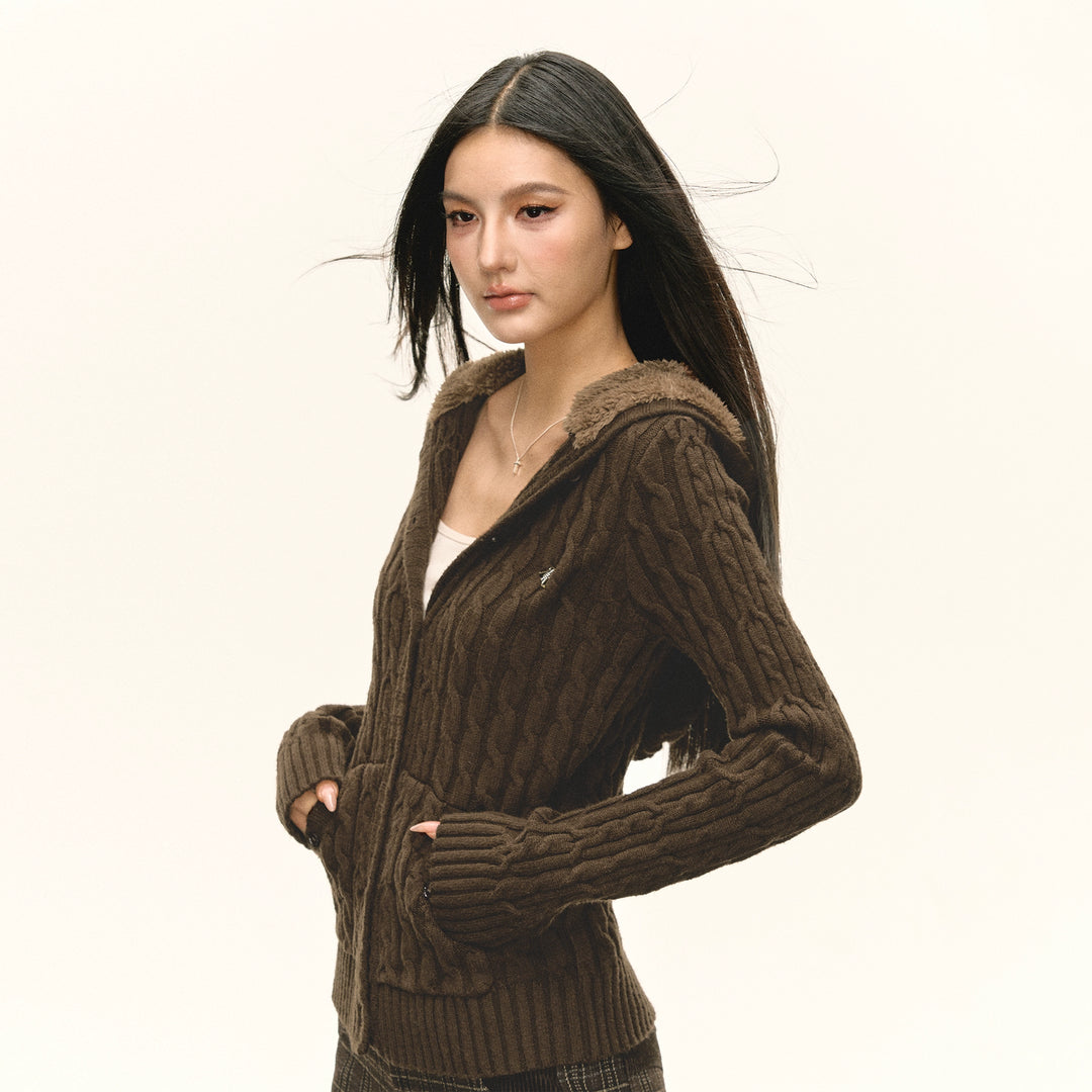 Cable Knit Button Front Sweater