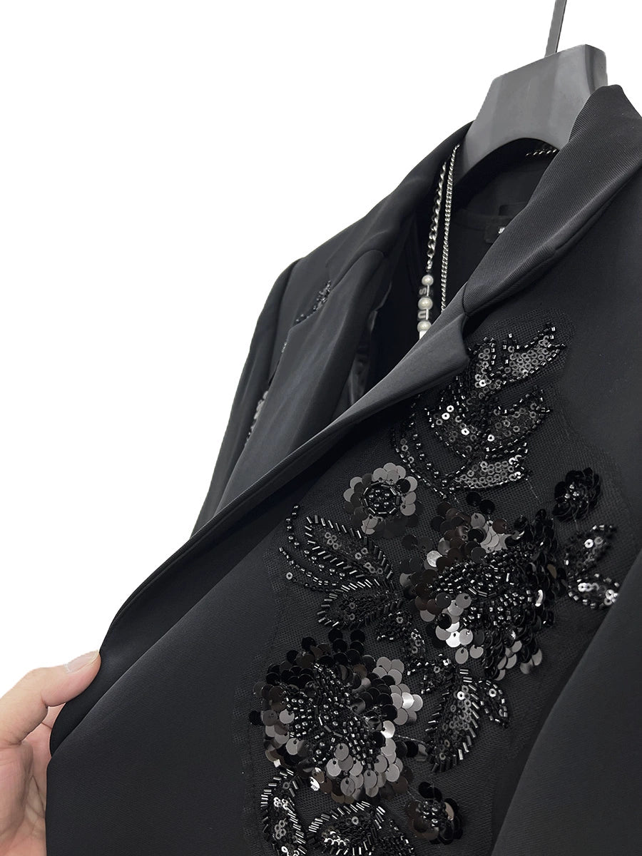 Sequin Embroidery Loose Shoulder Pad Suit