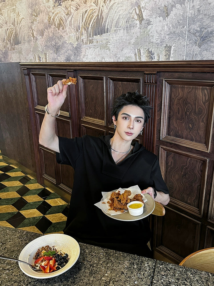 Short Sleeve Hooded Loose Pullover Shirt