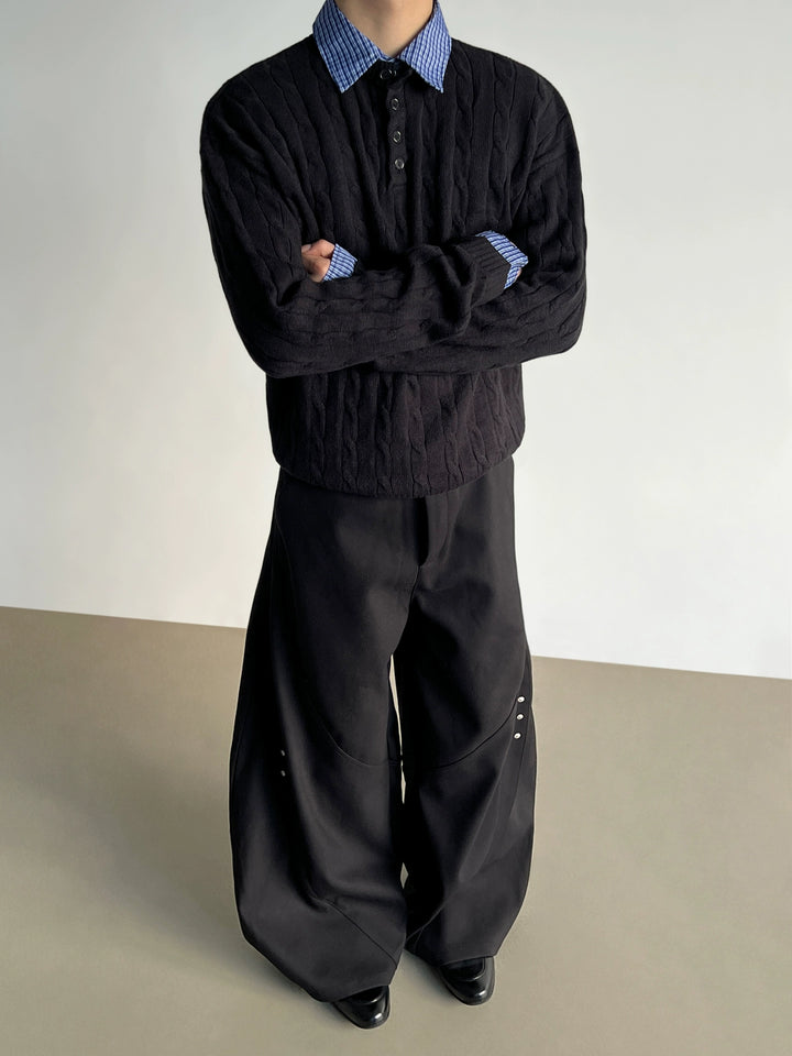 Retro Knit Spliced Sweater