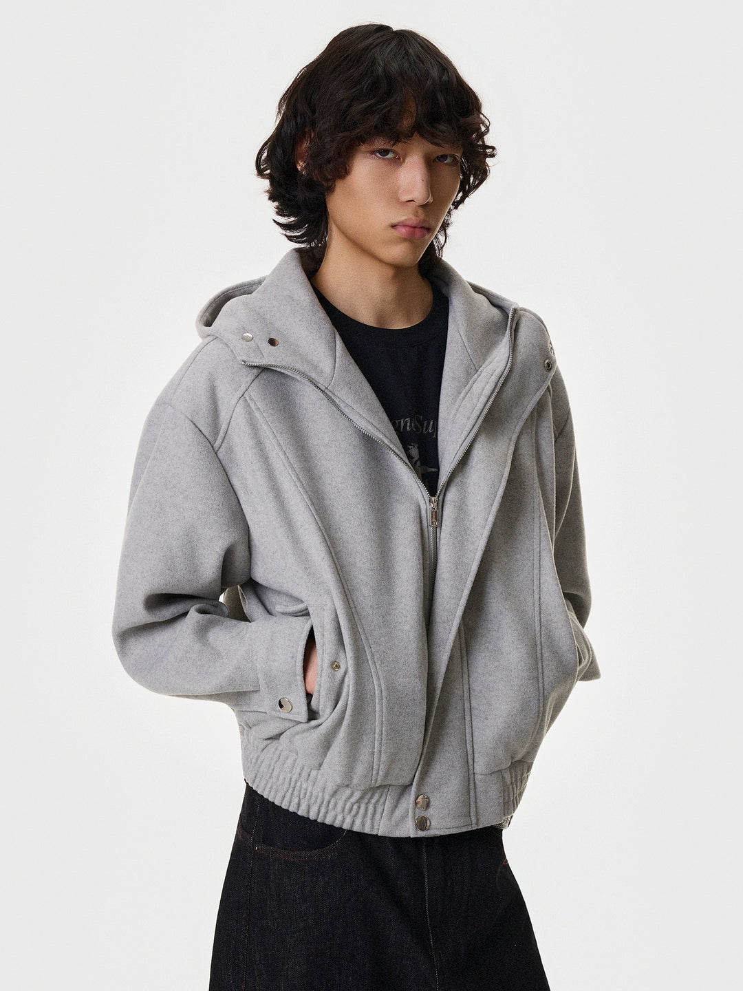 Retro uld zip-up hoodie jakke