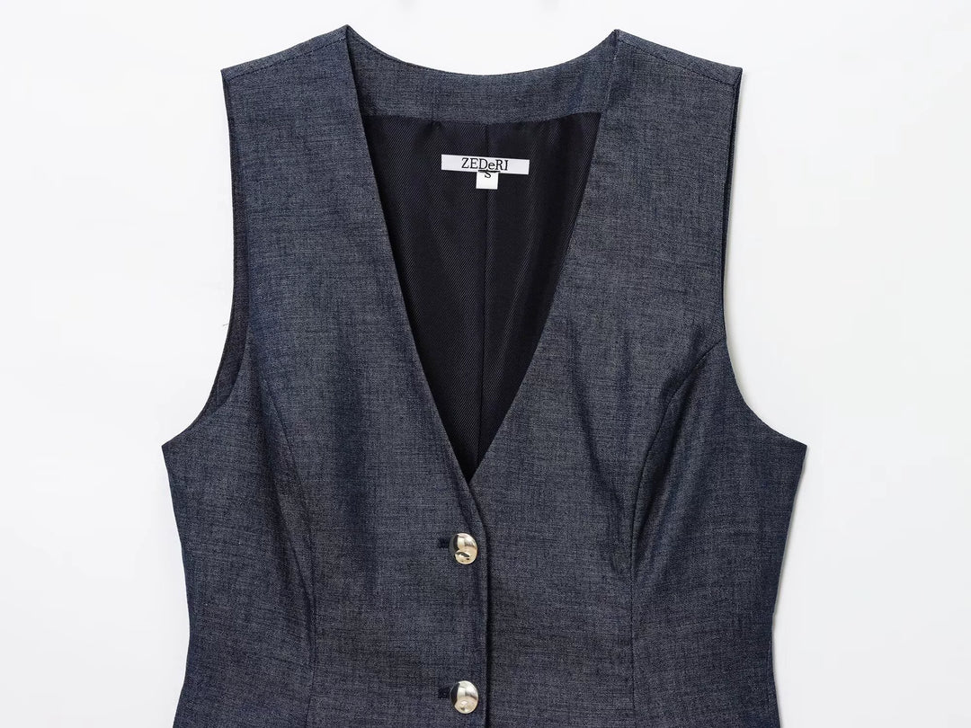 طقم سترة بدون أكمام وشورتات