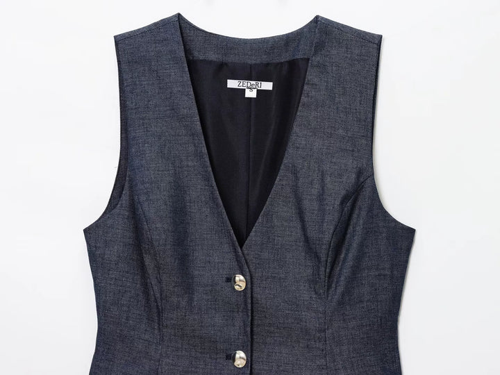 طقم سترة بدون أكمام وشورتات