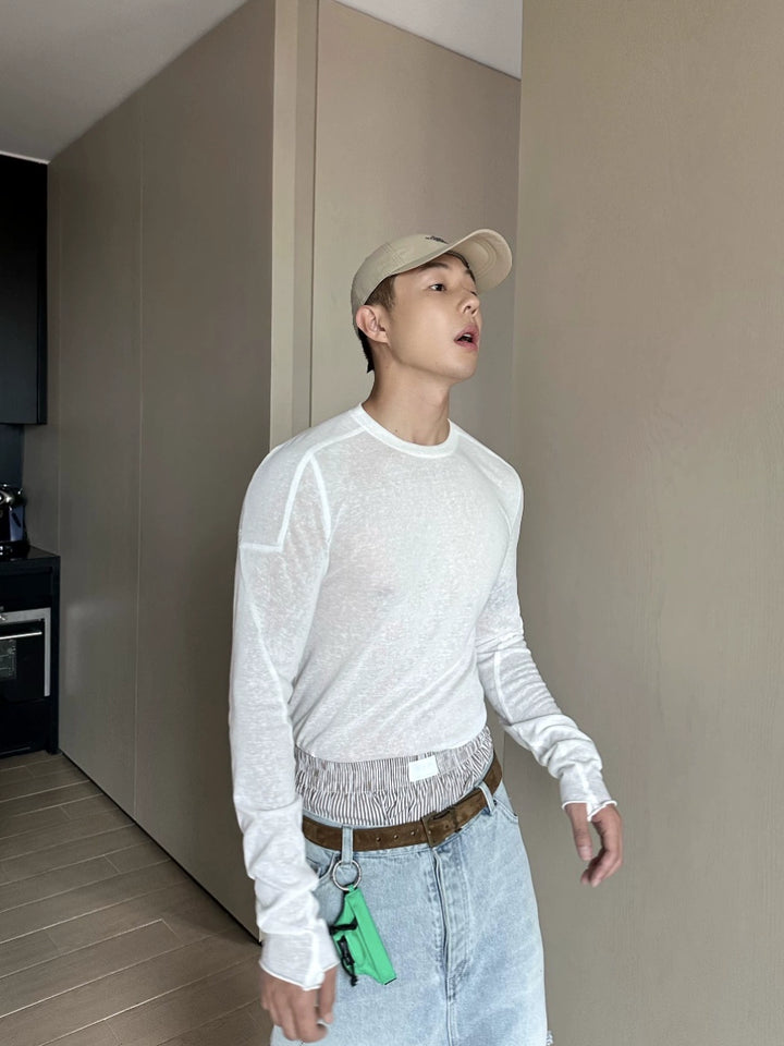 Sheer Slim Fit Long Sleeve Pullover