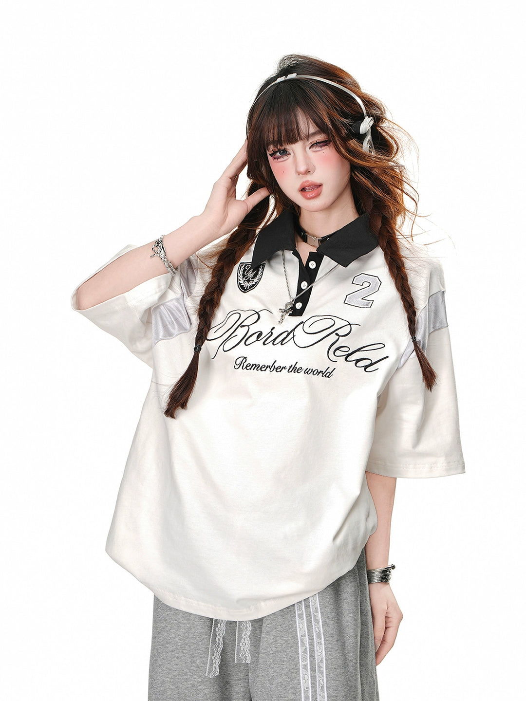 Short-Sleeve Polo Collar Sports Top