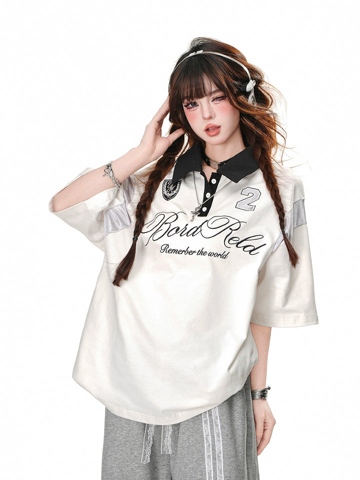 Short-Sleeve Polo Collar Sports Top
