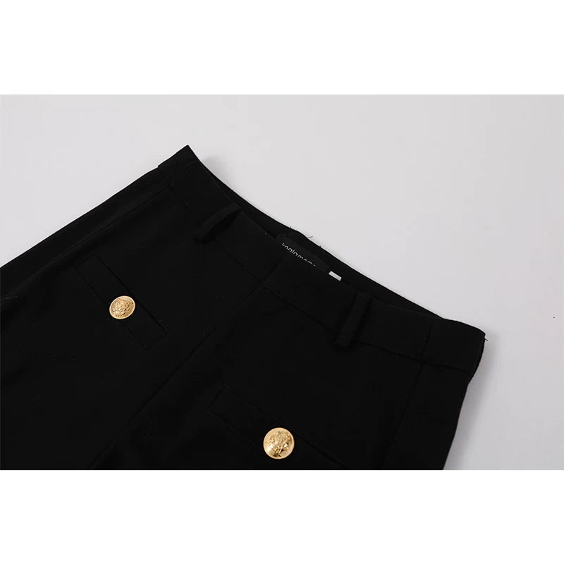 Stand Collar Jacket and Straight Pants