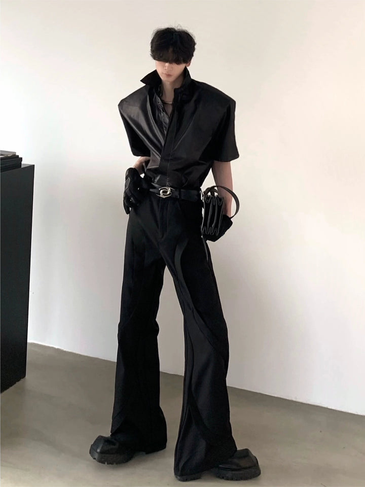 Metal Coated Leather Deconstructed Shirt