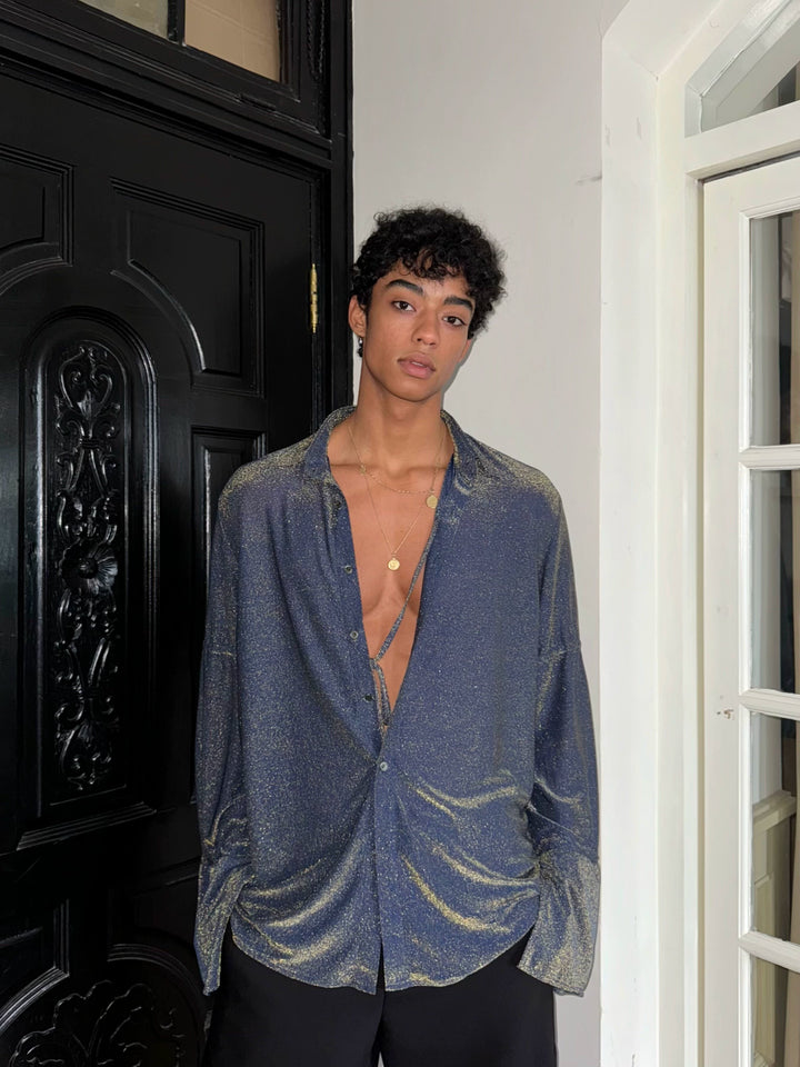 Sparkling Lightweight Loose Fit Long Sleeve Shirt