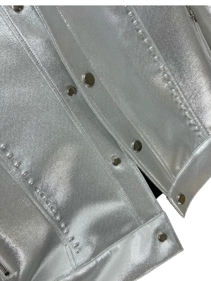 Silver Metallic Bomber Jacket
