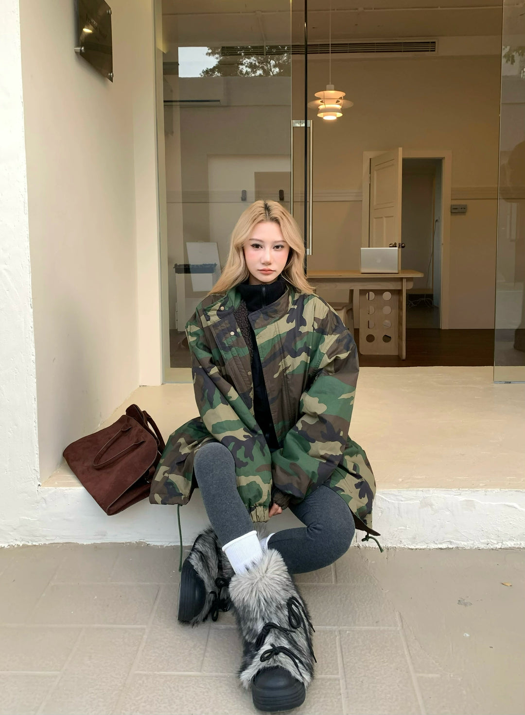 Camouflage Mid-Length Cotton Workwear Jacket