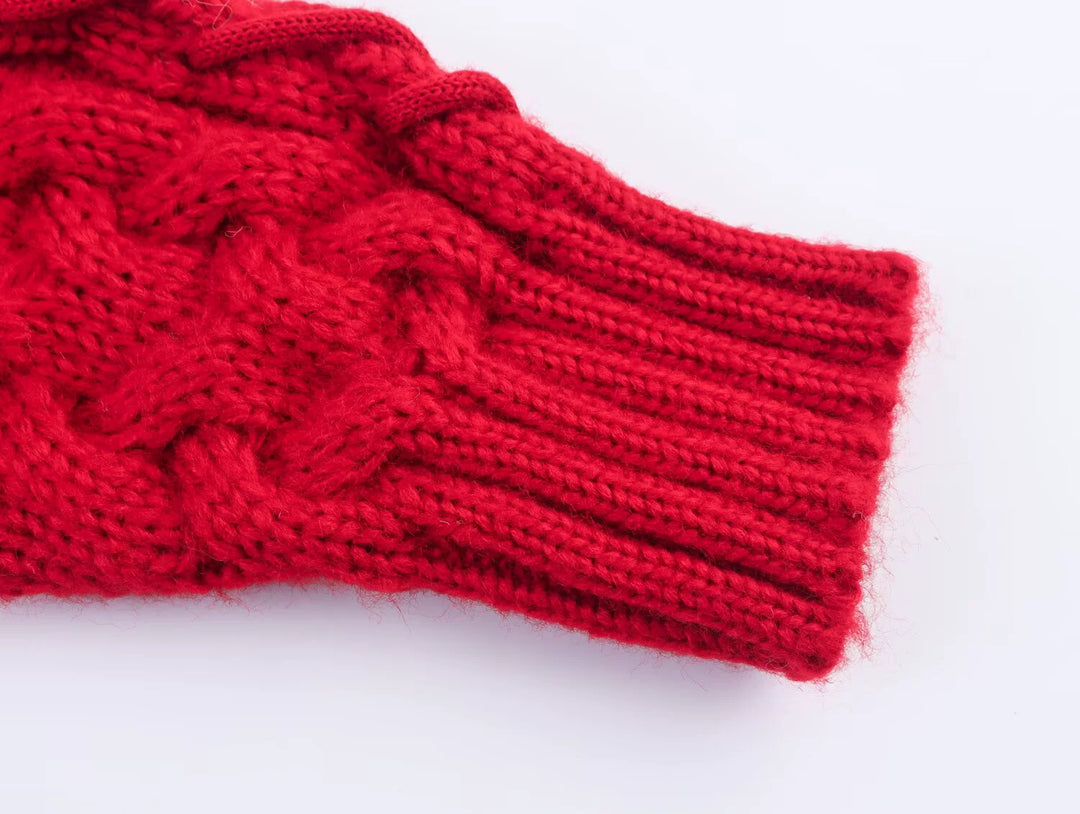 سويت شيرت بولوفر محبوك بكابل برقبة عالية