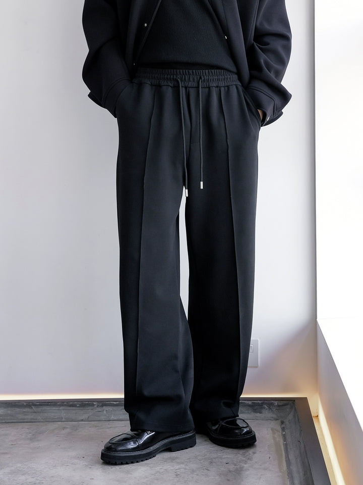 Wide-Leg Elastic Waist Casual Pants