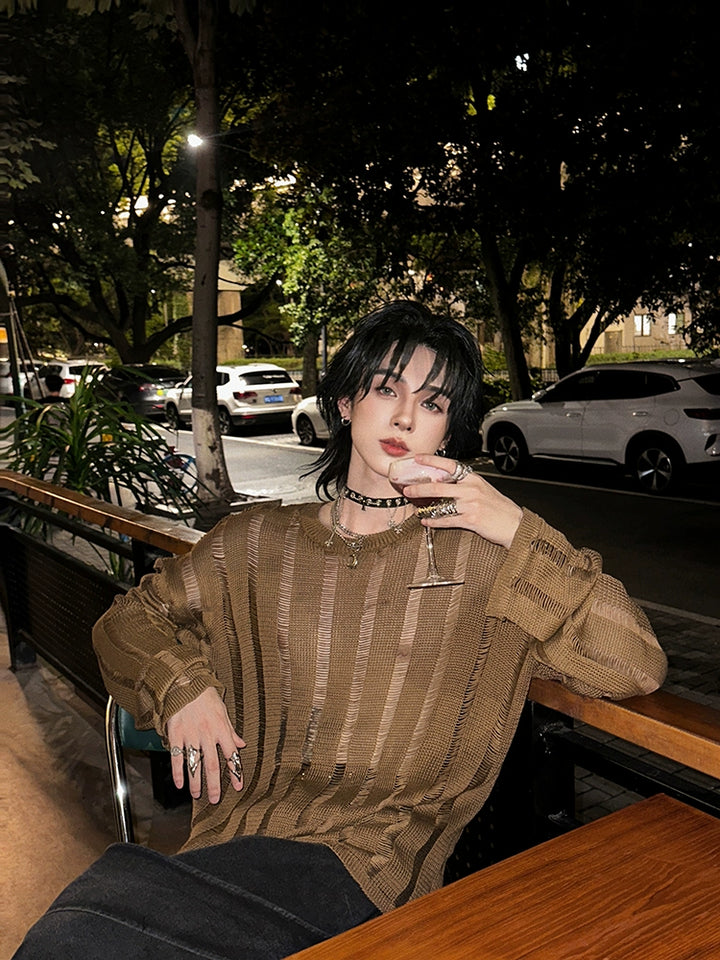 Hollow Knit Pullover Sweater