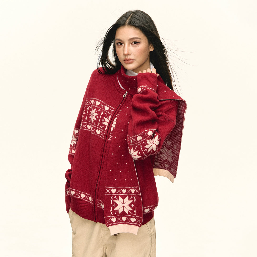 Knitted Zip Cardigan Sweater