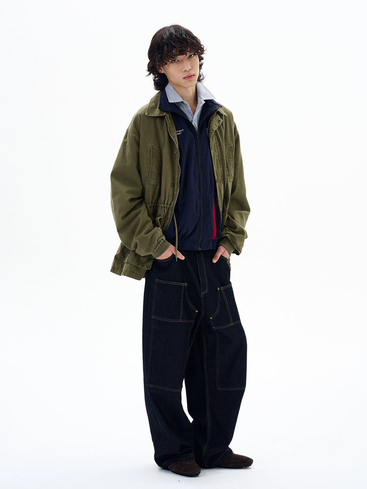 Giacca utility loose da lavoro retro