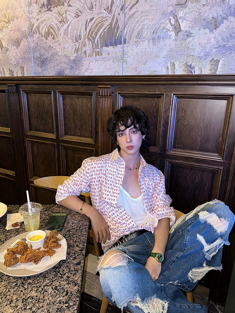 Short Sleeve Loose Fit Print Shirt