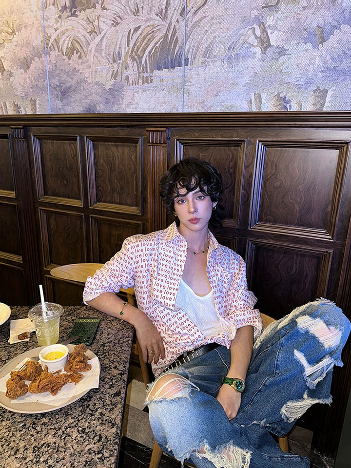 Short Sleeve Loose Fit Print Shirt