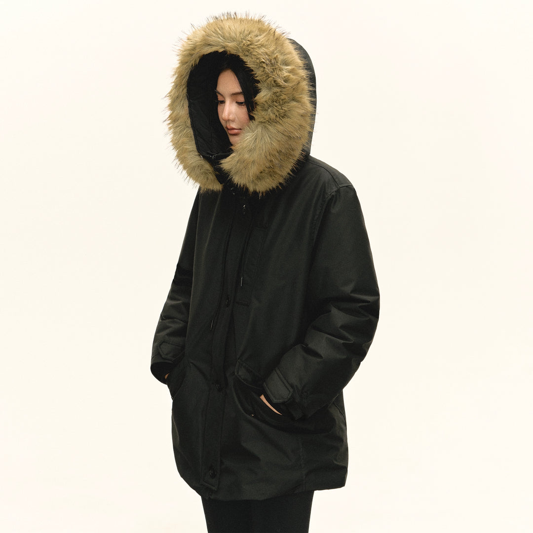 Faux Fur Hooded Down Jacket