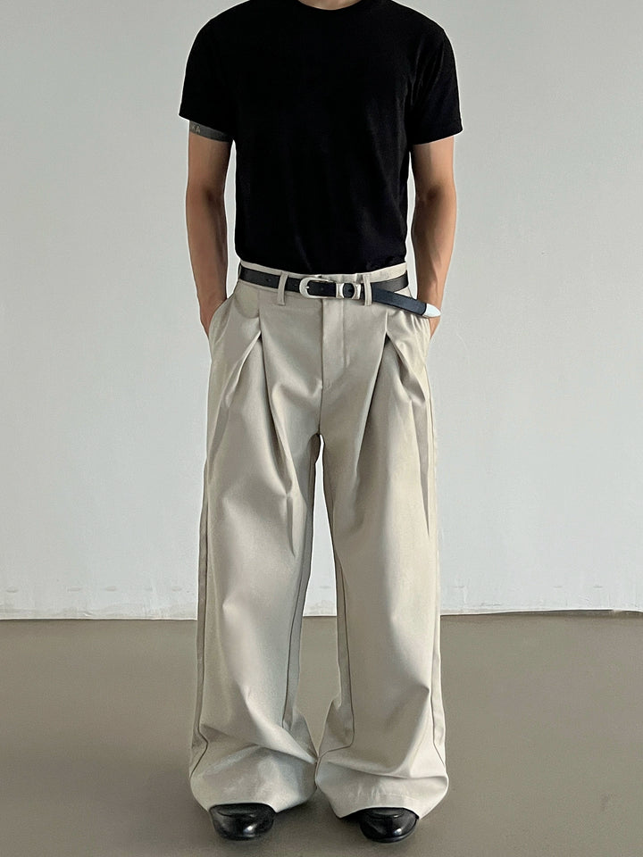 Pleated Loose Fit Straight Casual Pants
