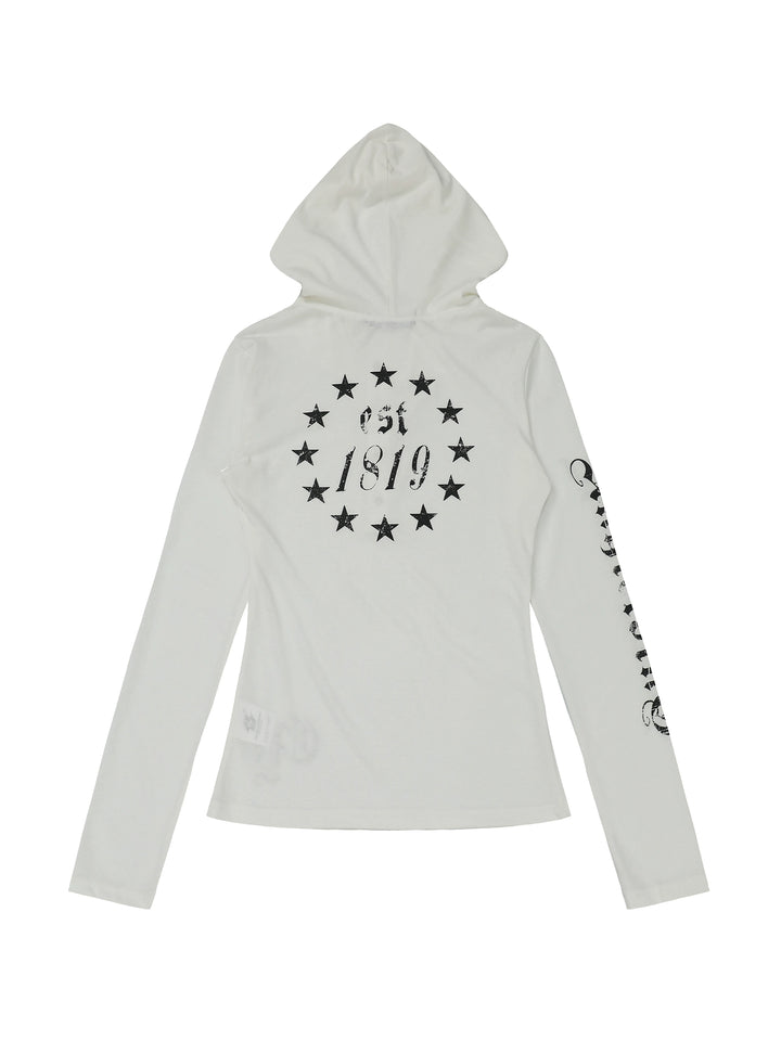 Hooded Long Sleeve Turtleneck Top