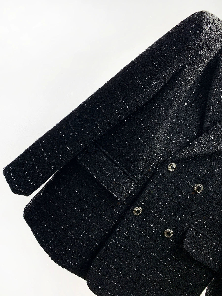 Double-Breasted Woolen Casual Suit Jacket