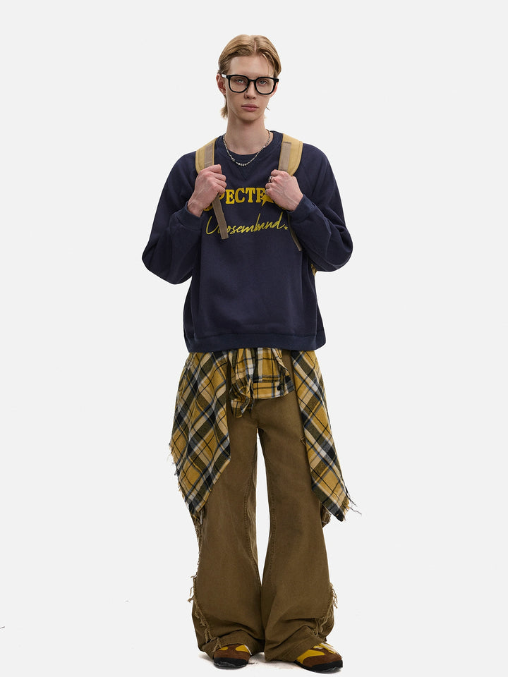 Broderet løs pasform langærmet sweatshirt