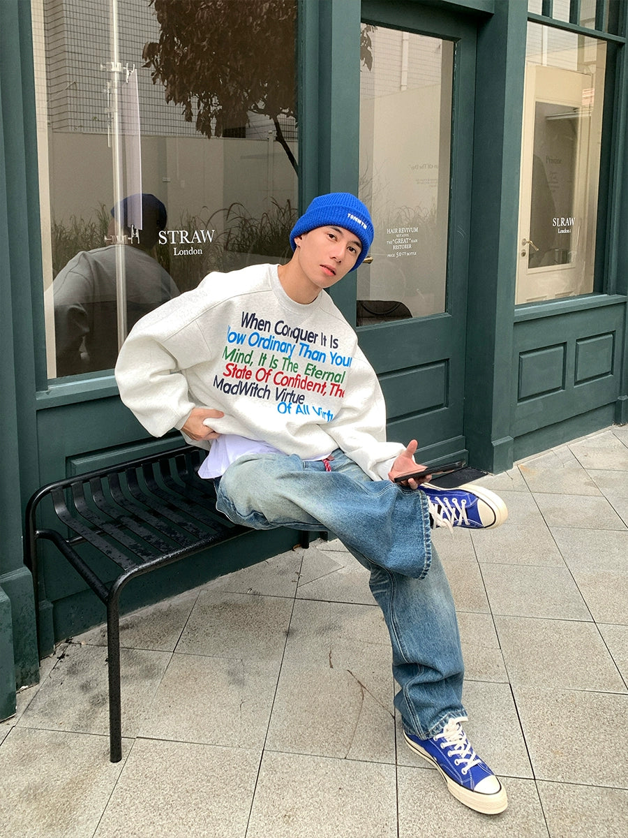 Retro Graphic Contrast Hoodie