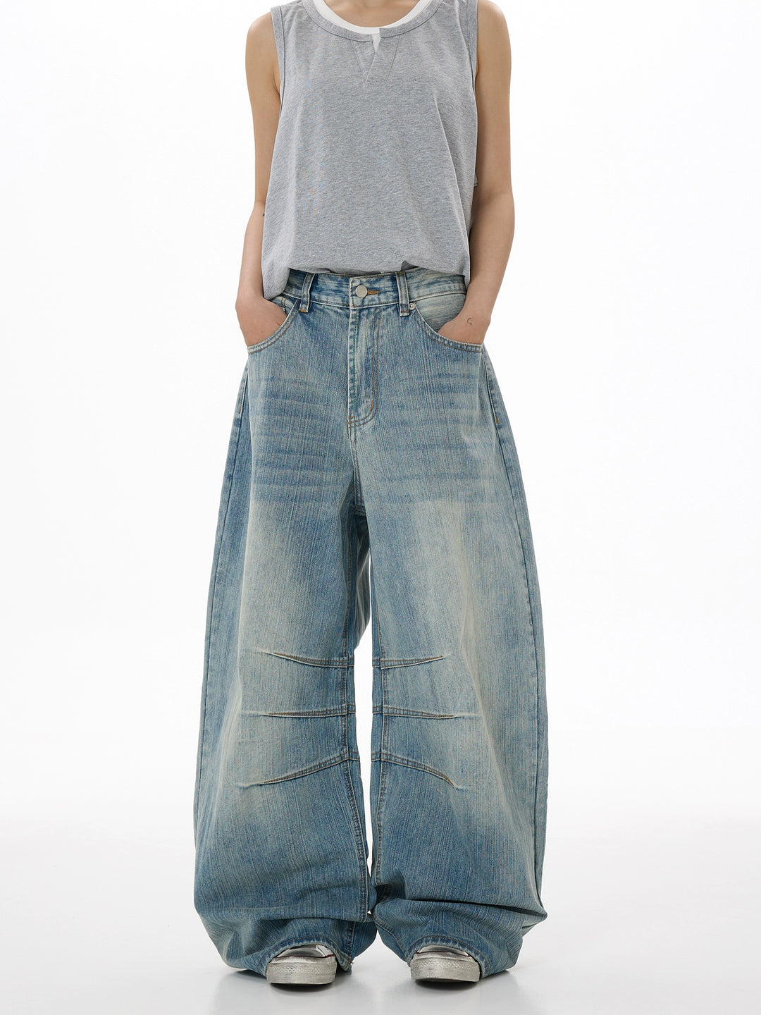 Washed Loose Wide-Leg Jeans