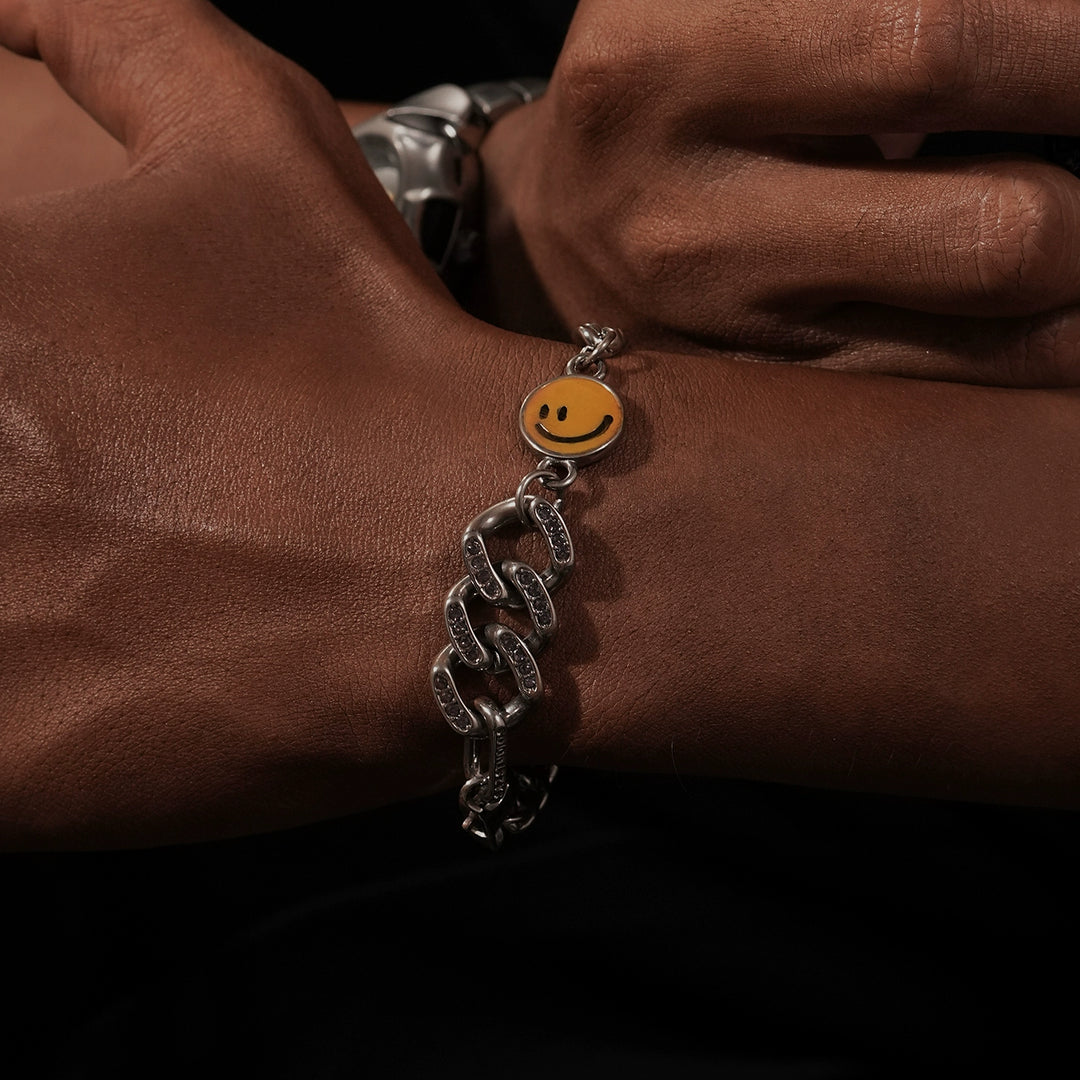 Náramek z titanu s kubánským článkem a úsměvem