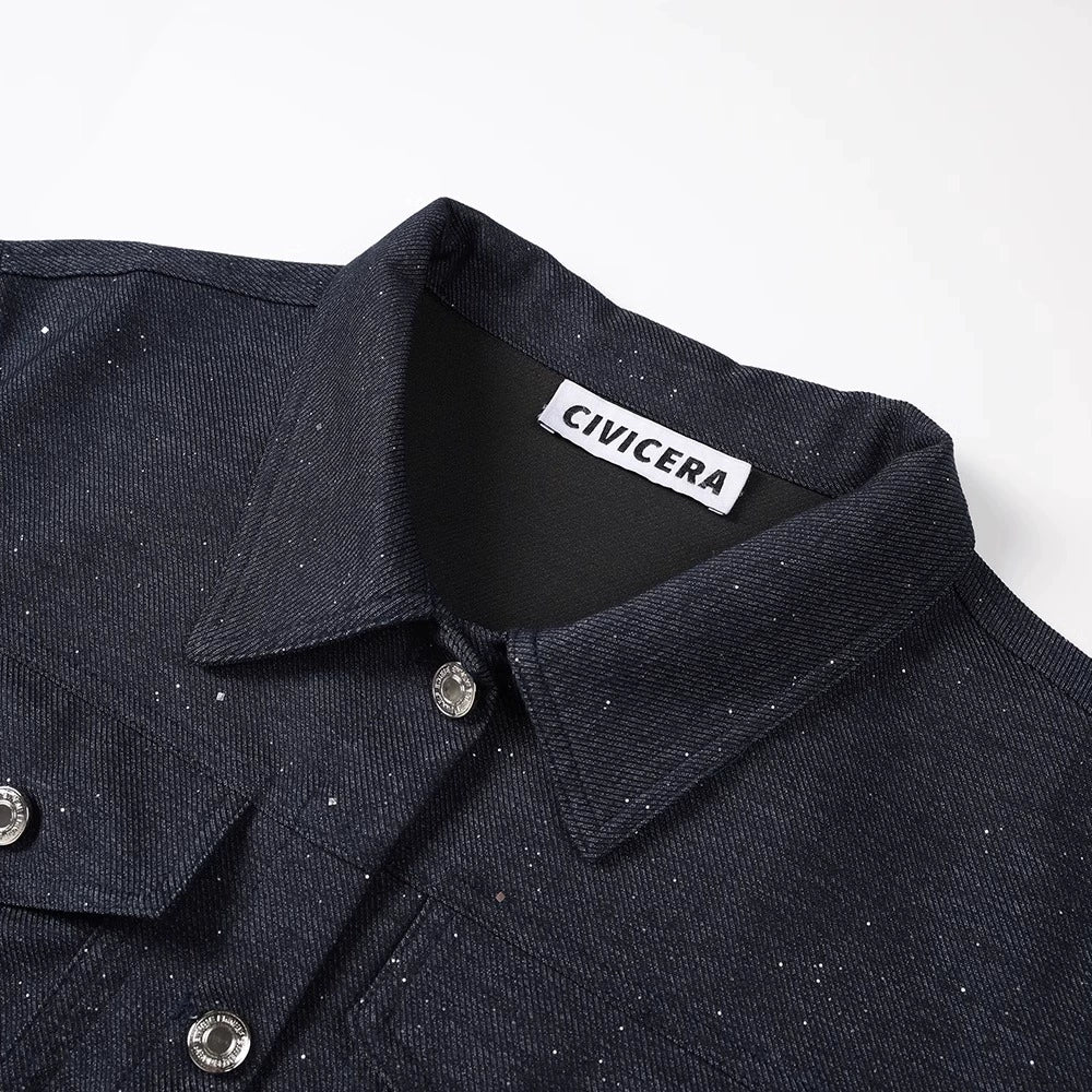 طقم جاكيت جينز وسروال واسع الساقين