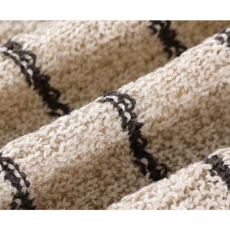 Striped Knit V-Neck Relaxed Sweater