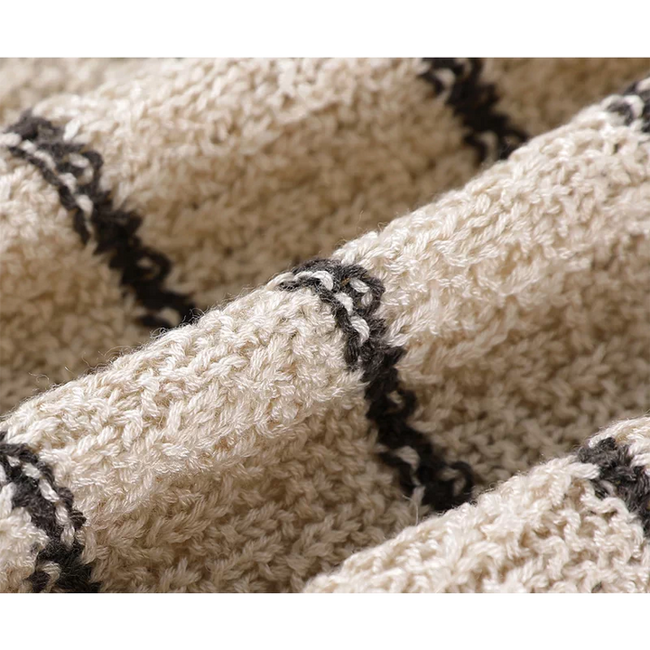 Striped Knit V-Neck Relaxed Sweater