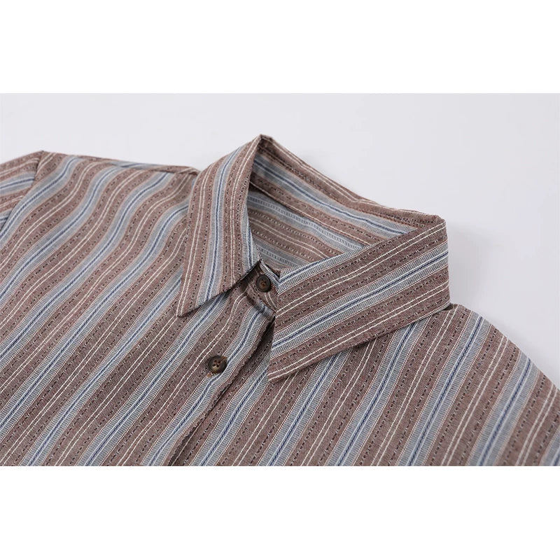 Linen Striped Shirt Dress