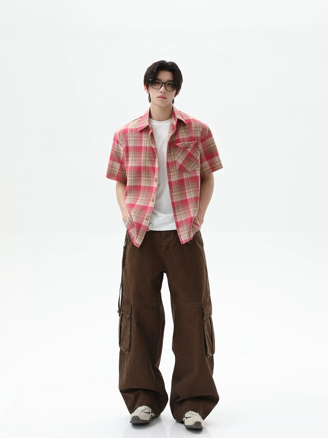 Loose Fit Plaid Short Sleeve Shirt