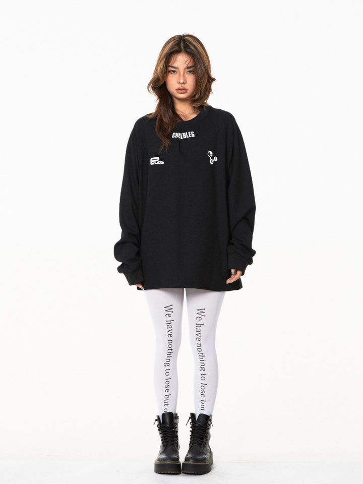 Mesh Letter Print Long-Sleeve Sweatshirt