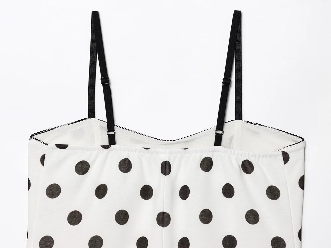 Polka Dot Print Corset Tank Top