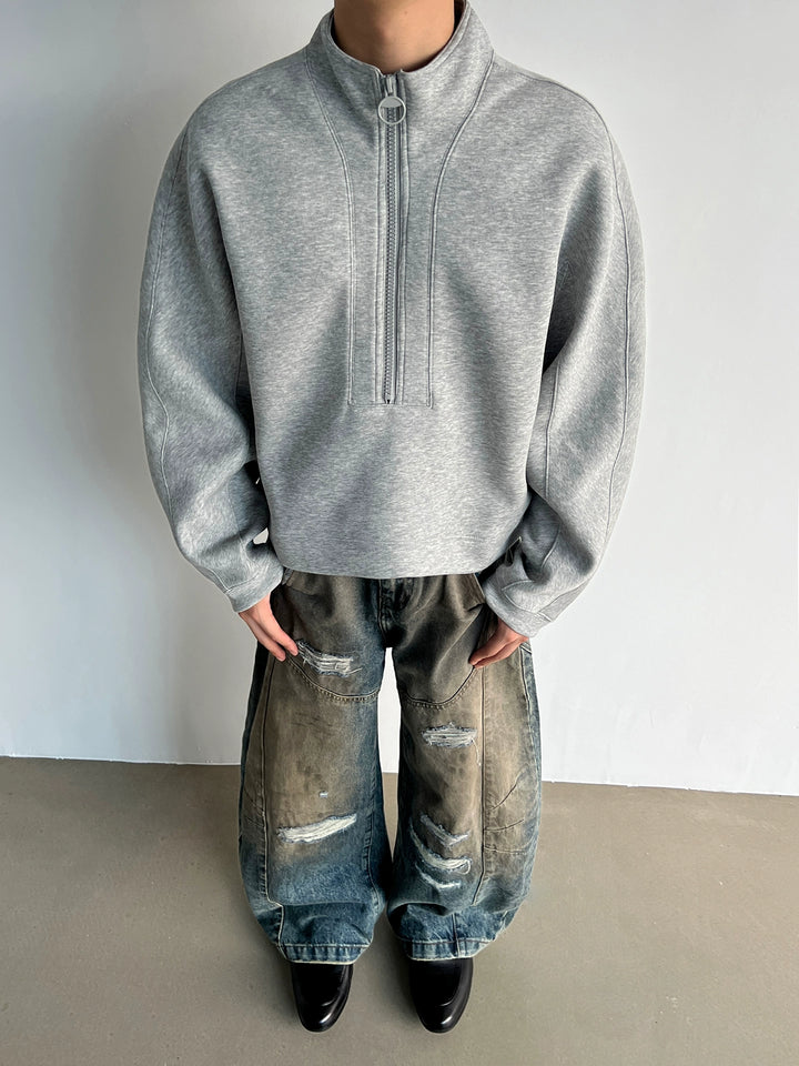 Half Zip Mock Neck Sweatshirt